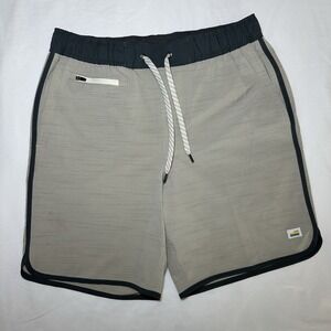 Vuori Men's SZ S Banks‎ Shorts In Wheat Texture 7" Inseam Elastic Waist Athletic